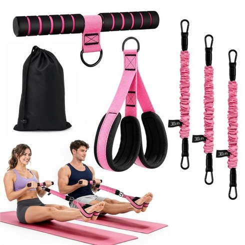 Multifunkčný odporový pás s pedálovou rukoväťou, 3 rúrkové fitness pásy s hmotnosťou 13,5 kg, domáci