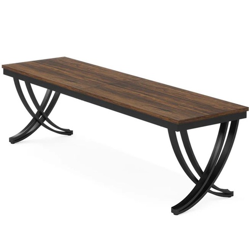 Počítačový stôl s kovovým rámom HOGA-RY0068, 198,7 cm, čierno/hnedý - A