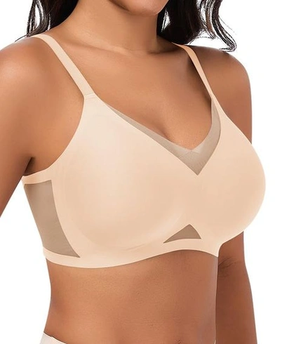 Dámská prodyšná želé podprsenka Jiuday Wireless Jelly Soft (béžová, M)