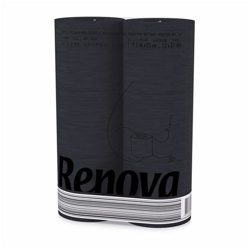 Toaletný papier Renova H&PC-53742, 3vrstvový, mäkký, čierny, 6 kusov, čierny, 6 kusov (1 balenie)