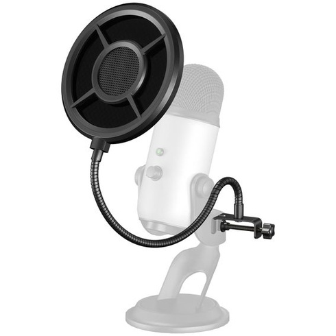 Aokeo pop filtr pro mikrofon, třívrstvý větruodolný pop filtr s flexibilním 360° tlakově litým