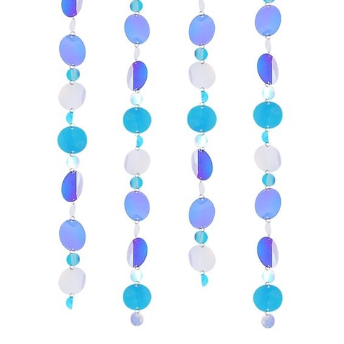 4 dúhové flitrové girlandy, 4m kruhový banner s 3cm a 5cm plastovými flitrami, závesná dekorácia na