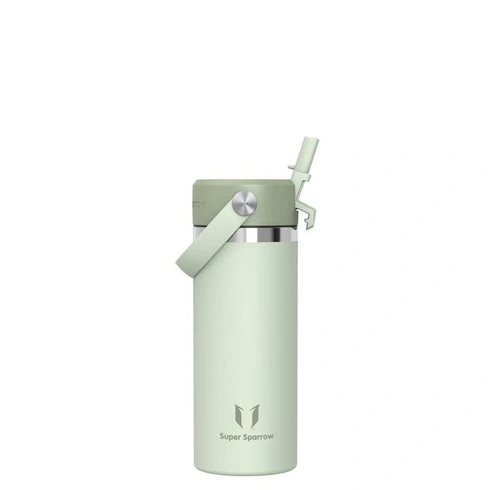 Detská nerezová fľaša na pitie Sparrow 500ml Termoska so slamkou 500ml Aloe