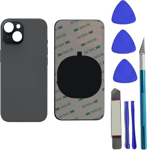 Náhradní zadní sklo pro iPhone 15, černé