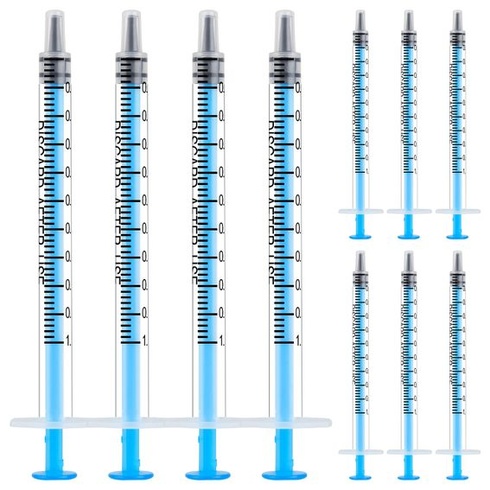 120 x 1 ml striekačiek bez ihiel, jednorazové plastové striekačky s dvojitým uzáverom a priehľadnú