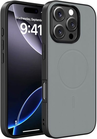 Puzdro X-level pre iPhone 16 Pro, PU koža pre MagSafe, šedé.