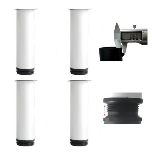 4 nastaviteľné nábytkové nohy, výškovo nastaviteľné nohy (0-15 mm) - nerezová oceľ (0,6 mm) - ABS