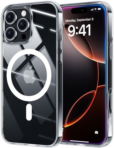 Magnetický kryt X-level pre iPhone 16 Pro Max, priehľadná sklenená zadná strana