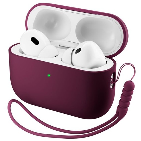 Silikonový kryt ORNARTO pro AirPods Pro 3 se šňůrkou – vínový