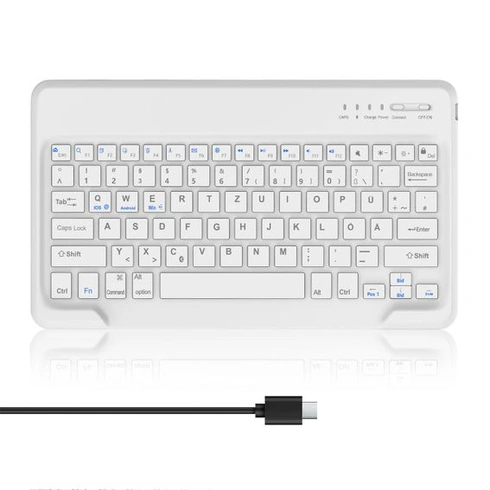 Bezdrôtová klávesnica pre tablet AVNICUD pre iOS/Android/Windows, rozloženie QWERTZ, svetlo zelená