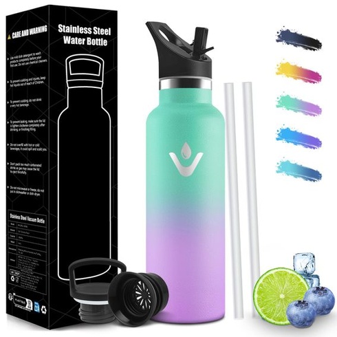 Láhev na vodu HoneyHolly 750ml bez BPA z nerezové oceli, nepropustná dvoustěnná izolovaná láhev s