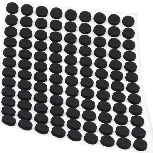 Adsamm® / 108 x Samolepiace protišmykové podložky z ľahčenej gumy EPDM / ø 10 mm / Čierna / Okrúhla /