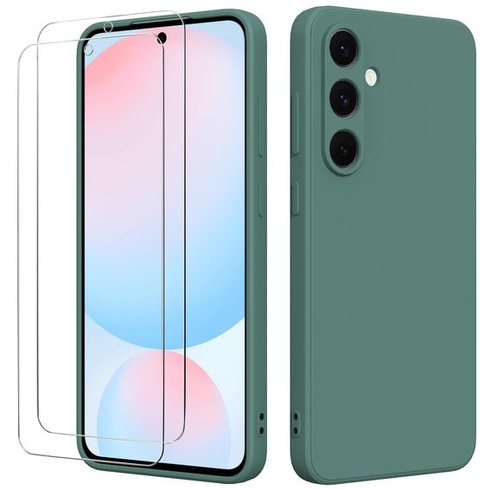 Silikonový TPU kryt pro Samsung Galaxy S25 FE 5G, 2 ochranné fólie na displej, zelená, Samsung