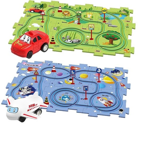 Autíčko Závodní dráha Autíčko DIY Puzzle Dráha pro děti Hračky DIY Trasa Autíčka Hračky Dárkové hry
