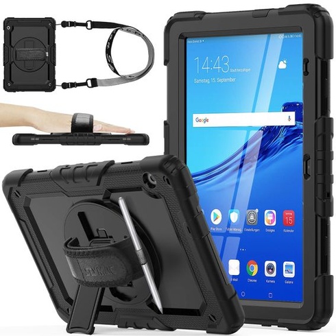 SEYMAC stock, nárazuvzdorné ochranné púzdro na tablet s ochranou obrazovky, držiakom pera [otočný