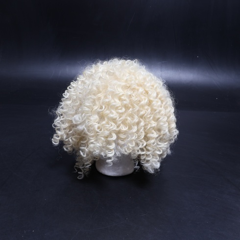 PORSMEER Kučeravá afro parochňa blond prírodné syntetické vlasy s ofinou pre ženy po ramená afro