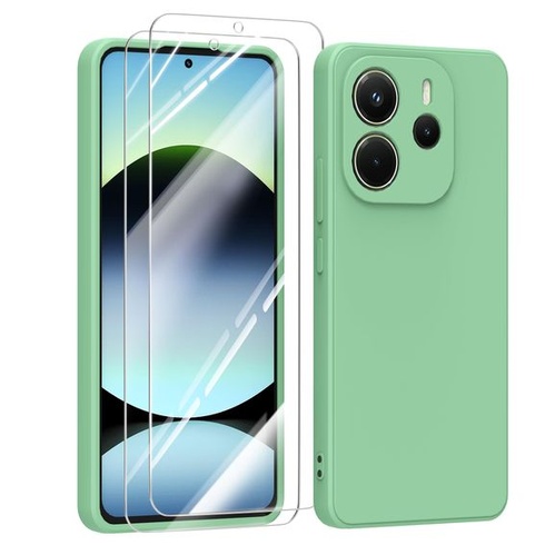 Pouzdro pro Xiaomi Redmi Note 14 4G + 2 ochranné fólie na displej, tenké měkké tekuté silikonové