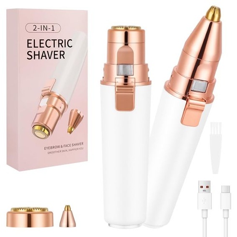 AOOWU Odstraňovač chĺpkov na tvári pre ženy, 2 v 1 USB elektrický zastrihávač obočie a holiace