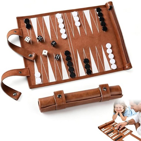 Cestovný backgammon, sada akrylových backgammonov - Klasická dosková hra pre rodiny, cestovanie a