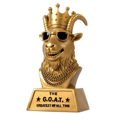 Cena Goutoports Goat Trophy pre víťazov – Ručne vyrobená 6-palcová vtipná trofej „Najväčšia všetkých čias“