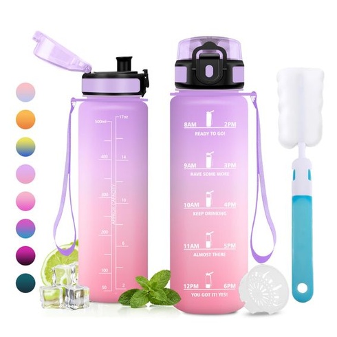 Láhev na vodu 500 ml, láhev na vodu s časovačem, láhev na vodu s filtrem, sportovní láhev do školy,