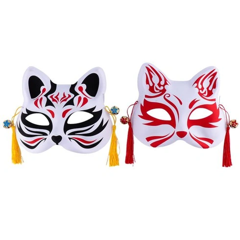 TOYANDONA Cosplay maska, mačka, pol tváre, japonský dizajn, 2dielna, kitsune a líška, doplnok,