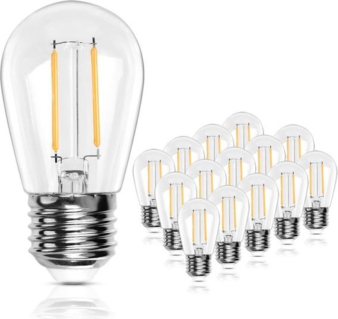 BRIMAX S14 E27 LED žiarovka 2W 180lm nerozbitná, číra PC 2700K - 15 kusov