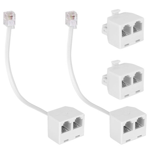 4dielny rozbočovač telefónnych káblov, adaptér pre telefónny kábel RJ11 6P4C, rozbočovač, 1 zástrčka