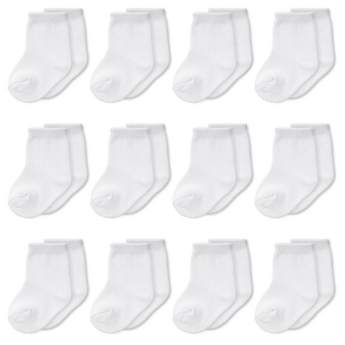 12 párov detských ponožiek, biele detské ponožky pre 0-6 mesiacov, unisex pre novorodencov