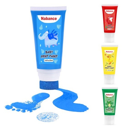 Detské prstové farby Nabance, netoxické s hubičkovým nástavcom, 50 ml, detské farby s odtlačkami stôp,