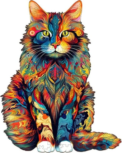Jigfoxy dřevěné puzzle pro dospělé, dřevěné puzzle s motivem kočky Maine Coon pro dospělé a děti,