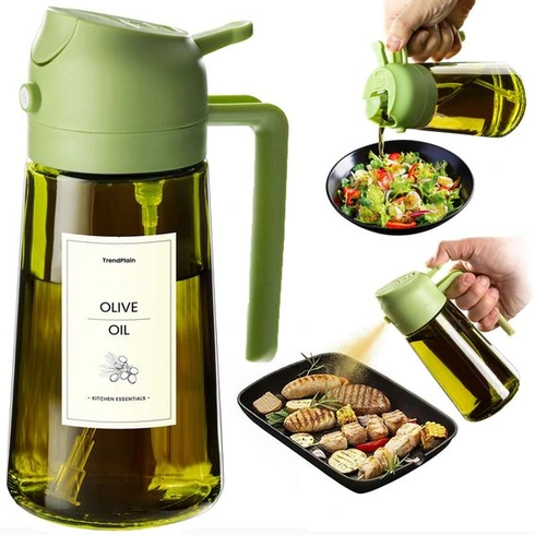TrendPlain rozprašovač oleje 16oz na olej na vaření – 470ml láhev na olivový olej – 2v1 dávkovač