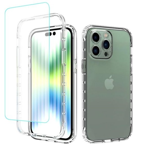 Ochranný kryt pro iPhone 14 Pro Max, pro Apple 14 Pro Max s tvrzeným sklem, průhledná konstrukce s