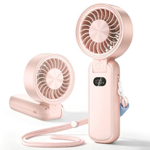 Ruční ventilátor, mini ventilátor, dobíjecí přes USB s baterií 3600 mAh a LED displejem,