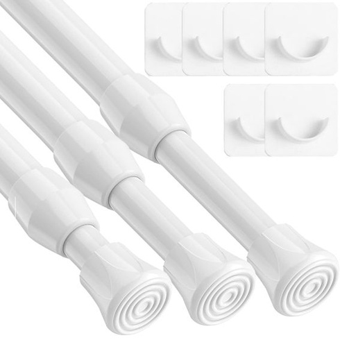 3 malé napínacie tyče 60-90 cm, nie je nutné vŕtať, upínacia záclonová tyč, záclonová tyč na okná,