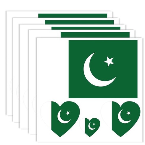 20 ks tetovanie s pakistanskou vlajkou, pakistanské tetovanie, dekoratívne samolepky, obdĺžnikové