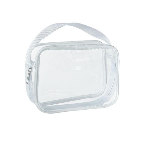 Priehľadná nepremokavá vinylová kabelka na make-up, nepremokavá taška cez rameno 29,8 cm × 13,7 cm