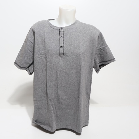 Pánske šedé tričko HMIYA Henley XXL