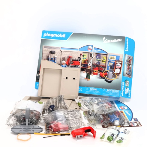 Playmobil 71620 Vespa 60s Garáž – Obsahuje dve figúrky, Vespu, 2dielnu stenu garáže, mobilné