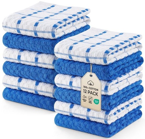 Utopia Towels - 12 kusov kuchynských utierok, bavlnená utierka 38 x 64 cm - možno prať v práčke (modrá a