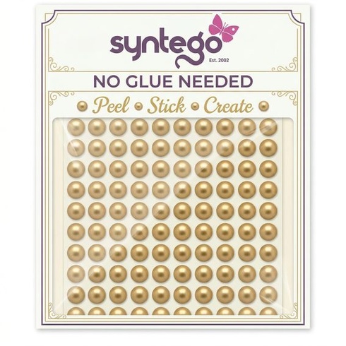Syntego 200 samolepiacich zlatých poloperál, 6 mm, korálky na nalepenie