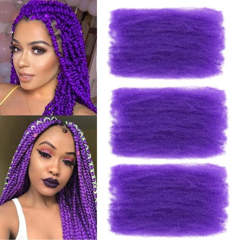 Afro Kinky Curly Syntetické vlasy Bulk 3 balenia Marley Twist vlasy Bulk pre dredy Extensions Jarná