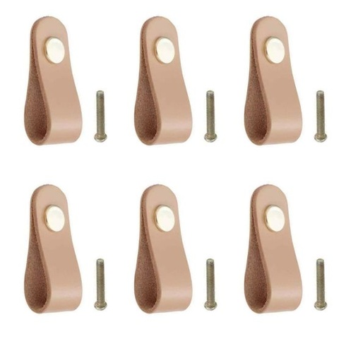 Kožené nábytkové úchytky, 6 kusů, dveřní úchytky, knoflíky do skříňového nábytku, kožené úchytky do