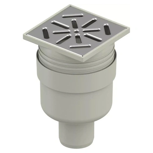 Uponor Aqua Ambient DN 50 Standardní vertikální podlahová vpust s nerezovou mřížkou, bodový odtok s