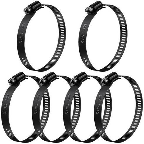 Hadicové spony s vnějším průměrem 59-82 mm pro potrubí, 6 kusů, černé, 59-82 mm, 6
