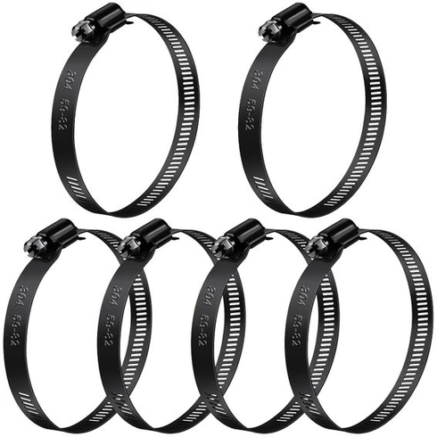 Hadicové spony s vonkajším priemerom 59-82 mm pre potrubie, 6 kusov, čierne, 59-82 mm, 6