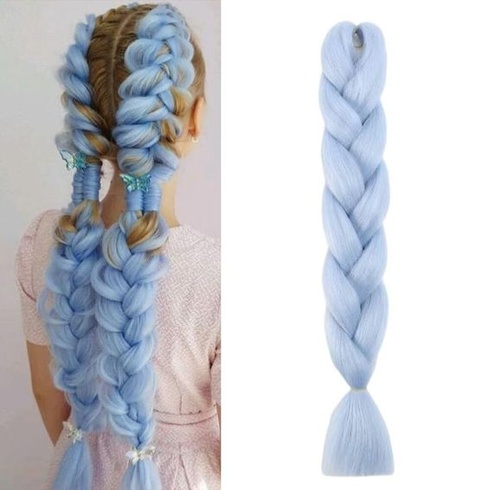 Světle modré syntetické vlasy na zaplétání 24 palců 1 ks Easy Jumbo Braid předpjaté prodloužení