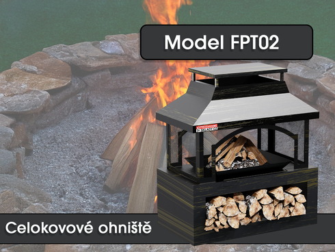 Celokovové ohnisko FPT02, 94 x 82 x 45 cm, s ochranou proti dažďu - N