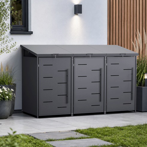 Prístrešok na popolnice D11GG3Z, na 3 popolnice so zámkom proti vetru, antracit - N