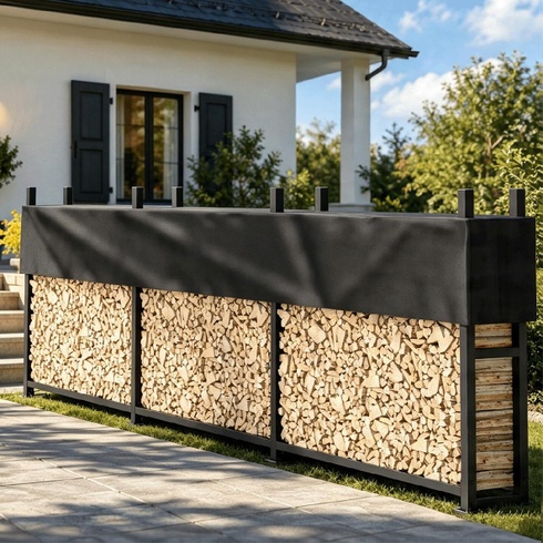 Stojan na drevo FWR10, 334,5 x 25 x 115 cm - N